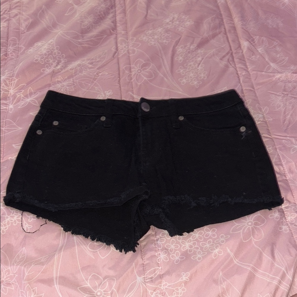 No Boundaries Black Jean Shorts Distressed Hem
